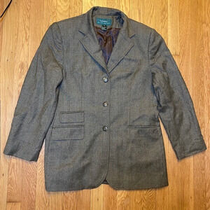 Lauren Ralph Lauren Womens 14 100% Worsted Wool Blazer Brown